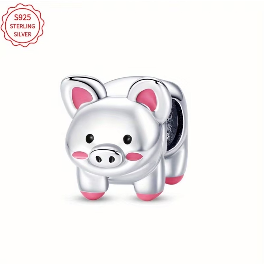 925 Piggy Bracelet Charm-compatible with most charm bracelets, including Pandora